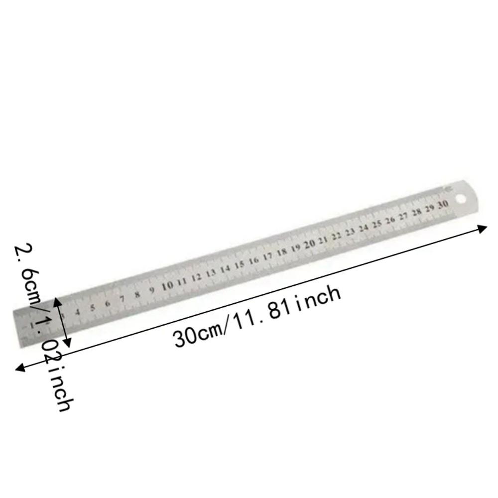 2pcs Dual Sided Scale Stainless Steel Ruler Metric & Inch Scale Metal Ruler For Drafting