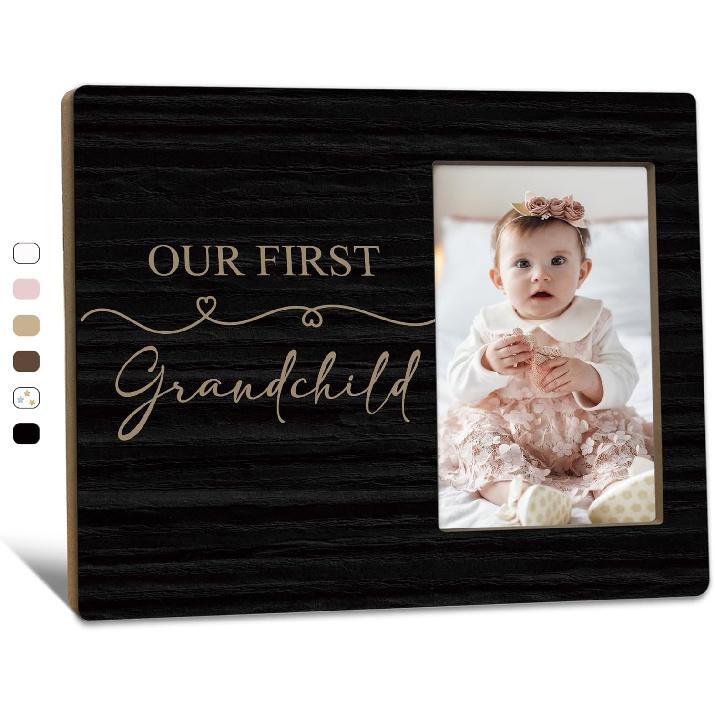 First Granddaughter Gifts Picture Frame 4x6, First Time Grandparents Gifts Photo Frame, New Baby Gift for Grandparents, New Grandparent Gift Wooden
