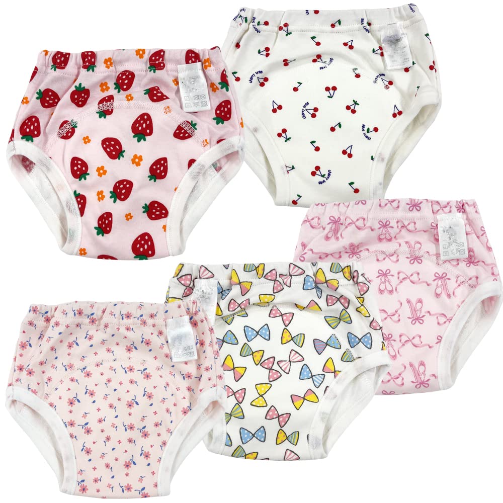 Training Toilet Girls' 3-Layer Pants, 5-Pack, Training, Baby, 95cm, F4021E-95-20