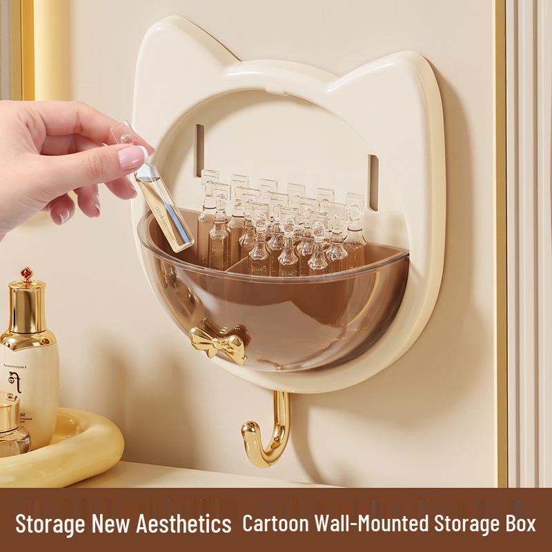 Wall-Mounted Flip-Top Clear Skincare Storage Box, Dustproof & Punch-Free