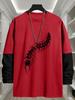 Men's Visual Overlay Long Sleeve Tee, Quick Dry Breathable Tops, Regular Fit for Daily City Stroll Outdoor Errands Weekend Commute Leisure Wear