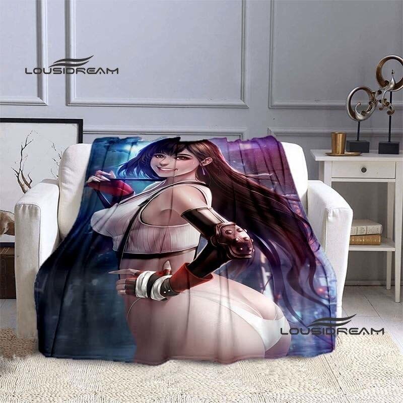 FINAL FANTASY Tifa Aerith Blanket Sexy Beauties Flannel Blanket Adults and Children Bedroom Coverlet Sofa Camping Warm Blanket