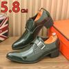 Mens Formal Male Shoes Side Buckle Leather Shoes Pointed Toe 5.8cm Height Gentleman Wedding Party High Heel Footwear for Man