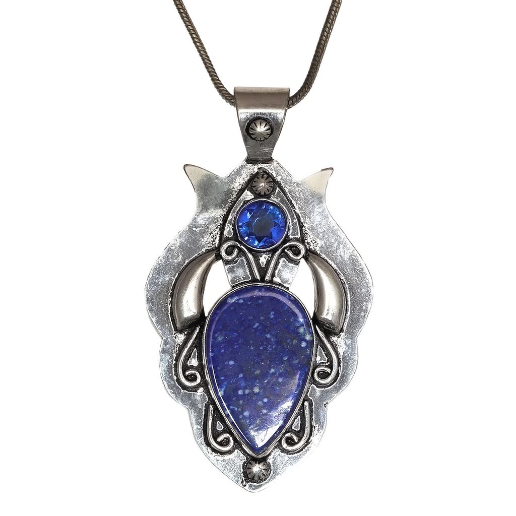 Pendant Lapis Lazuli Silver Jewelry 2.5" Gemstone Handmade Sterling Silver