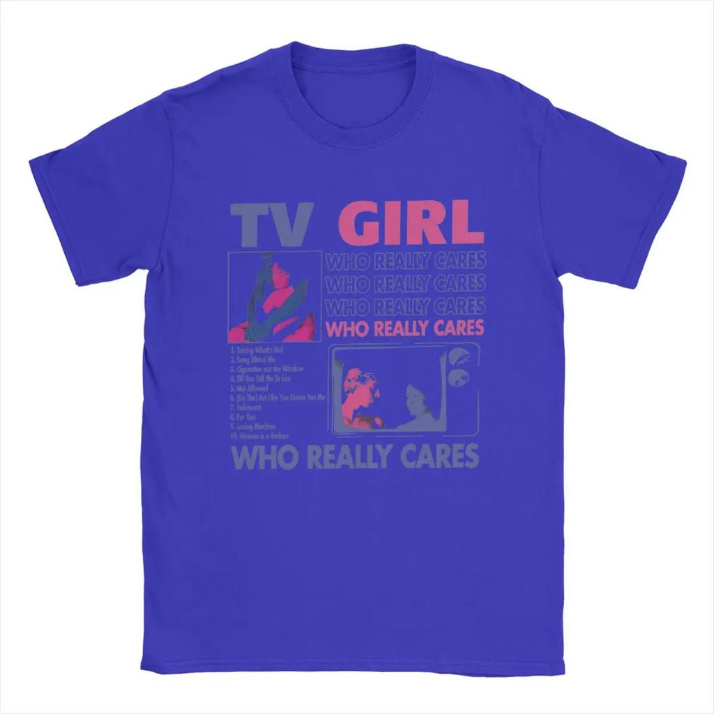 Мужская футболка TV Girl Who Really Cares Хлопковые топы Винтажная футболка с коротким рукавом и круглым вырезом Футболка Новинка