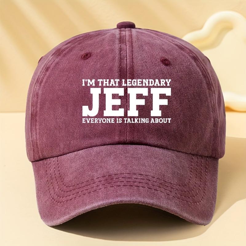 Стильная washed бейсболка с принтом JEFF, регулируемого размера, подходит для отпуска на природе, кемпинга и отдыха.