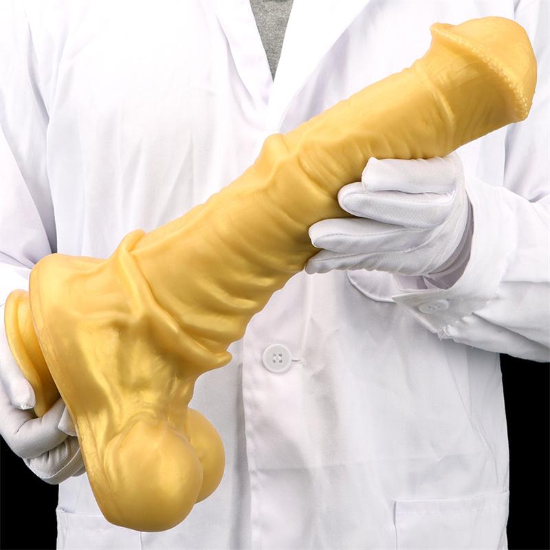 Gold Golden Horse Dildo Male and Female Silicone Soft Oversized Anal Plugs Anal Plug Masturbator