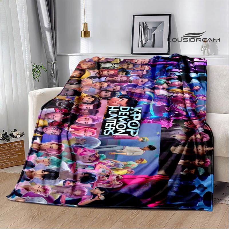 KPop Demon Hunters Cartoon printed blanket Picnic blanket Warm Flannel blankets Home bed linings blankets for beds Birthday Gift
