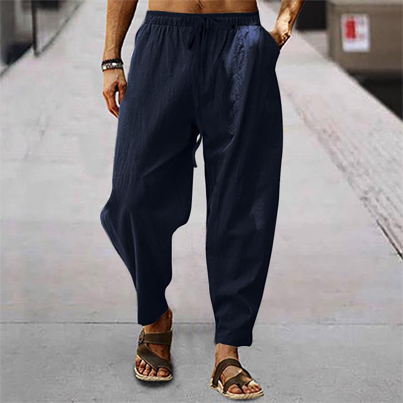 Summer  Hip-hop Breathable Cotton Linen Loose Sports Men’s Casual Pants