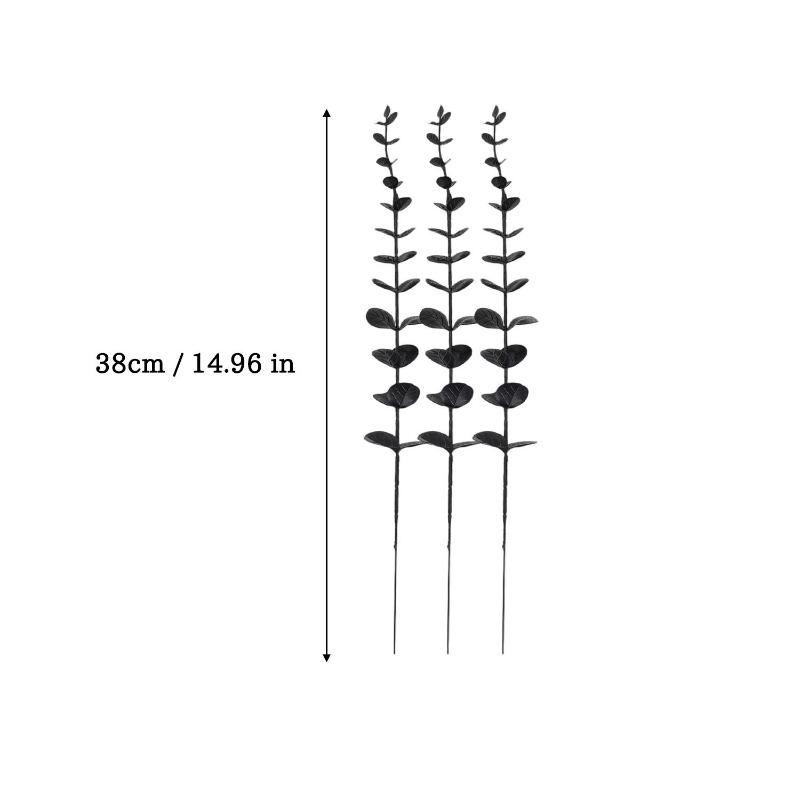 Artificial Black Eucalyptus Leaves Branches Stems Silk Fake Leaf Plant Floral Bouquet DIY Home Halloween Party Decor Supplies