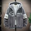 Men's Winter Large Size Warm Loose Casual Short Hooded Zip Jacket Turndown Collar Outdoor Sports Tops