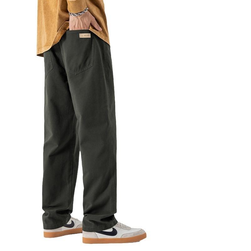 Retro Loose Casual Trousers Men's Pure Cotton Spring and Autumn Casual Trousers Straight Versatile Casual Trousers