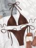 Новый треугольный чашечка на шнуровке без спинки сексуальный бикини раздельный купальник женский комплект с бюстгальтером
