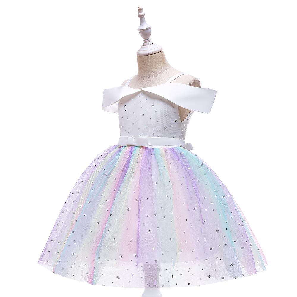 Платье принцессы Starry Sky Mesh для девочек - костюм для подиума и фортепиано