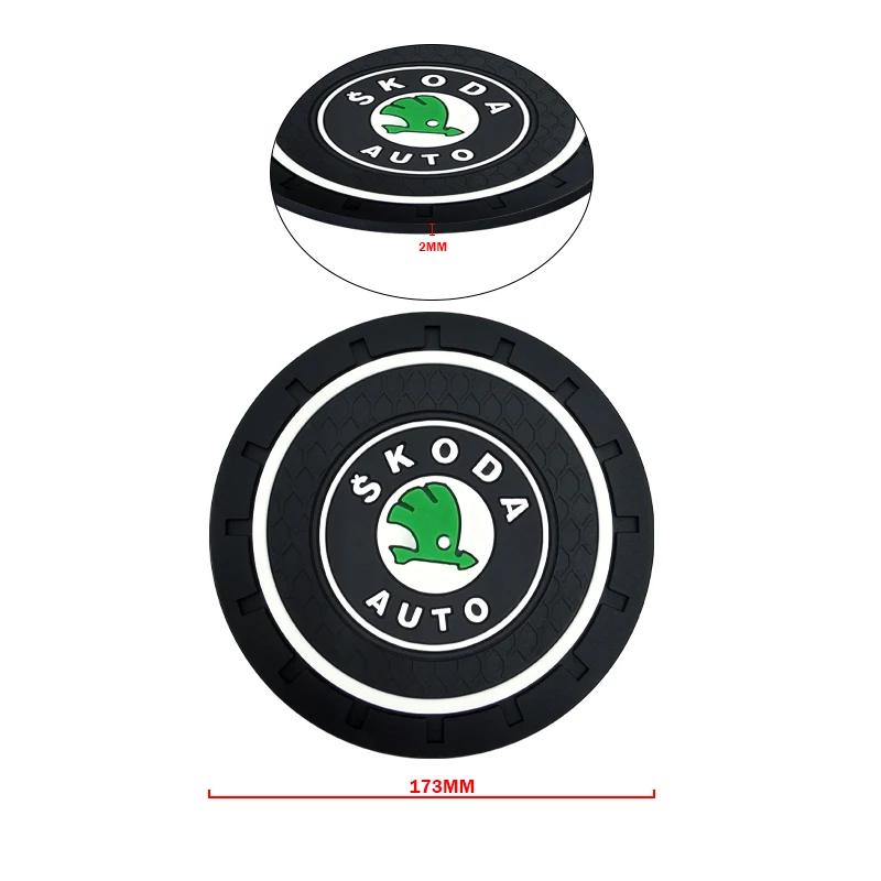 LQLT3 2pcs Car Auto Water Cup Slot Non-Slip Mat Accessories For Skoda Octavia MK2 MK3 2 3 A7 Fabia Karoq Kodiaq Superb Rapid Kamiq