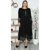 Long Sleeve Dress with Lace Detail On Sleeve Pocket and Hem