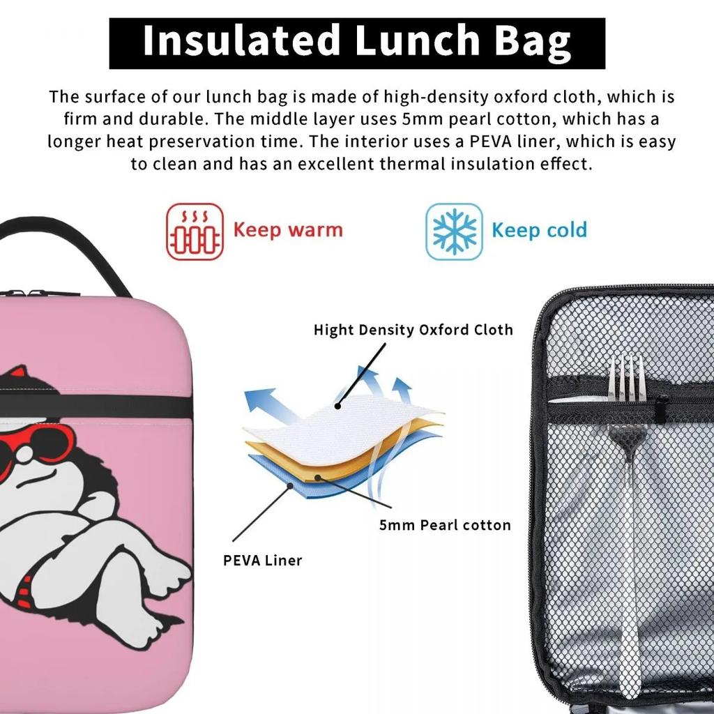 Mafalda Wearing Sunglasses Thermal Isolated Lunch Bag для пикника Kawaii Portable Bento Box Men Women Thermal Cooler Lunch Boxs