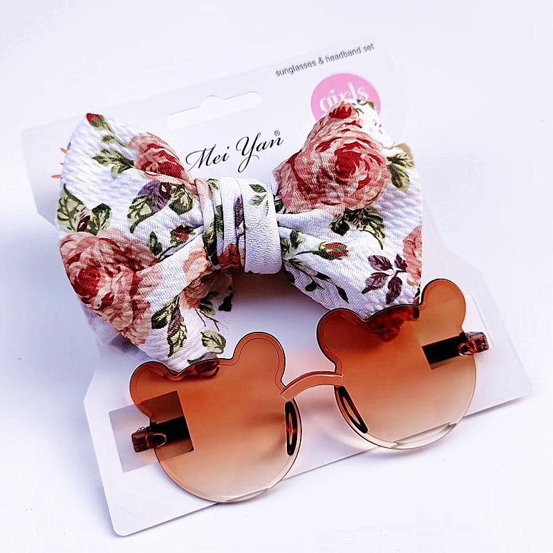 2 шт./набор 4,5" большие заколки-банты для детей мультфильм бант заколка для волос очки набор модные аксессуары для волос маленький медведь очки подарок