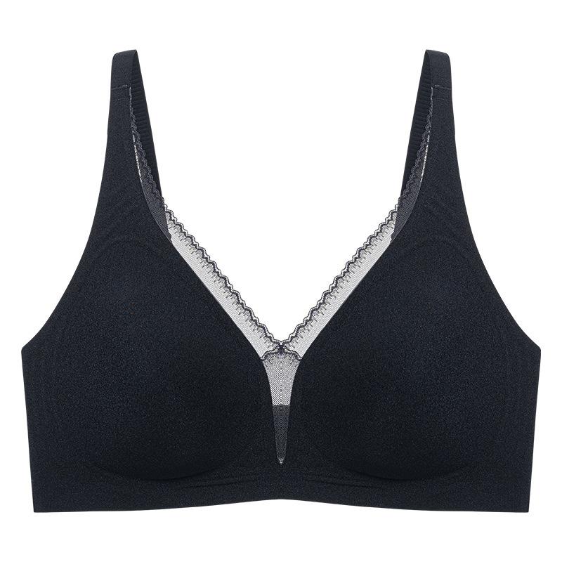 Seamless Lingerie Women's Semi-fixed Cup Gathering Bra for Breast Retraction and Anti-sagging Thin Design Without Underwire Push Up Bra