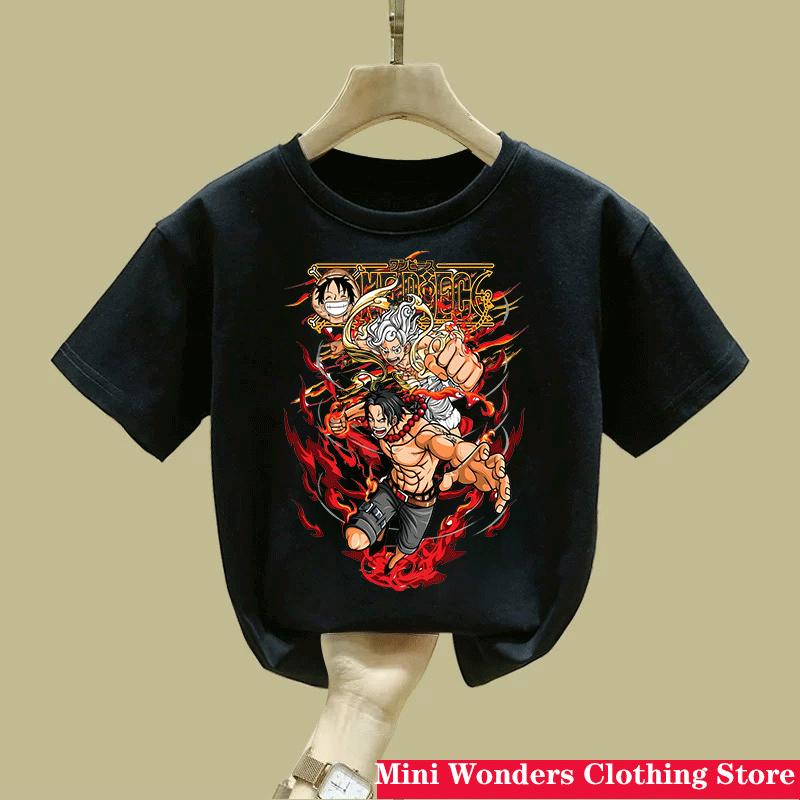 Cartoon Anime One Pieces Tshirt Kids Clothes Boys Absorb Sweat Breathable TShirt Children Girls Tees Summer Teen Clothes