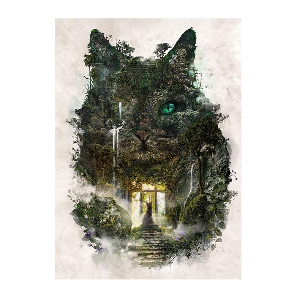 Царство кошек Птица Волк Картина на холсте День или ночь Пейзаж и постеры с животными Печать Настенные художественные фотографии Идеальное украшение для гостиной Домашнее украшение Куадрос