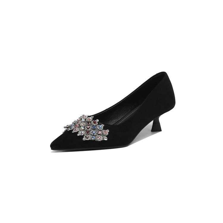 Fashion New Spring/Autumn Genuine Leather Women Shoes Pointed Toe Shoes for Women Fashion Rhinestone Loafers Shallow Mouth Women Pumps