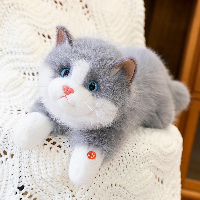Cute Simulation Sound Ragdoll Cat Doll Hairy Tail Healing Cat Plush Doll Girl