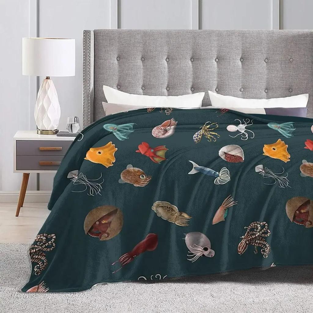 Cephalopod Collection Blankets Soft Warm Flannel Throw Blanket Cover for Bed Living Room Picnic Travel Home Couch