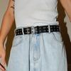 Belt Double Row Hole Star Waist Belt Pentagram Rivet Waist Belt PU Leather Waistbands  Female/Girls