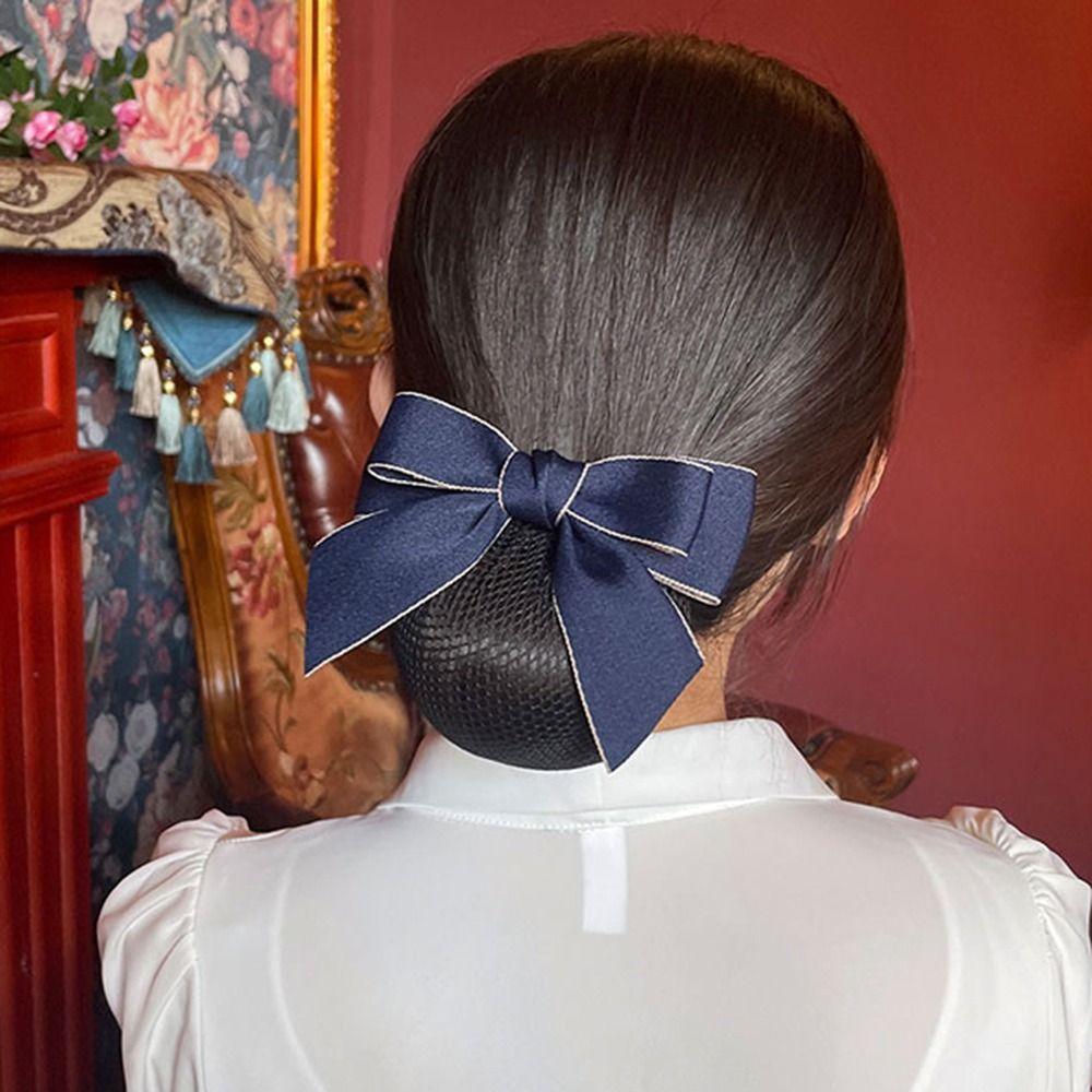 Headwear For Female Hair Clip Ponytail Clip Bow Spring Clip Hairgrips Cover Net Korean Bun Snood