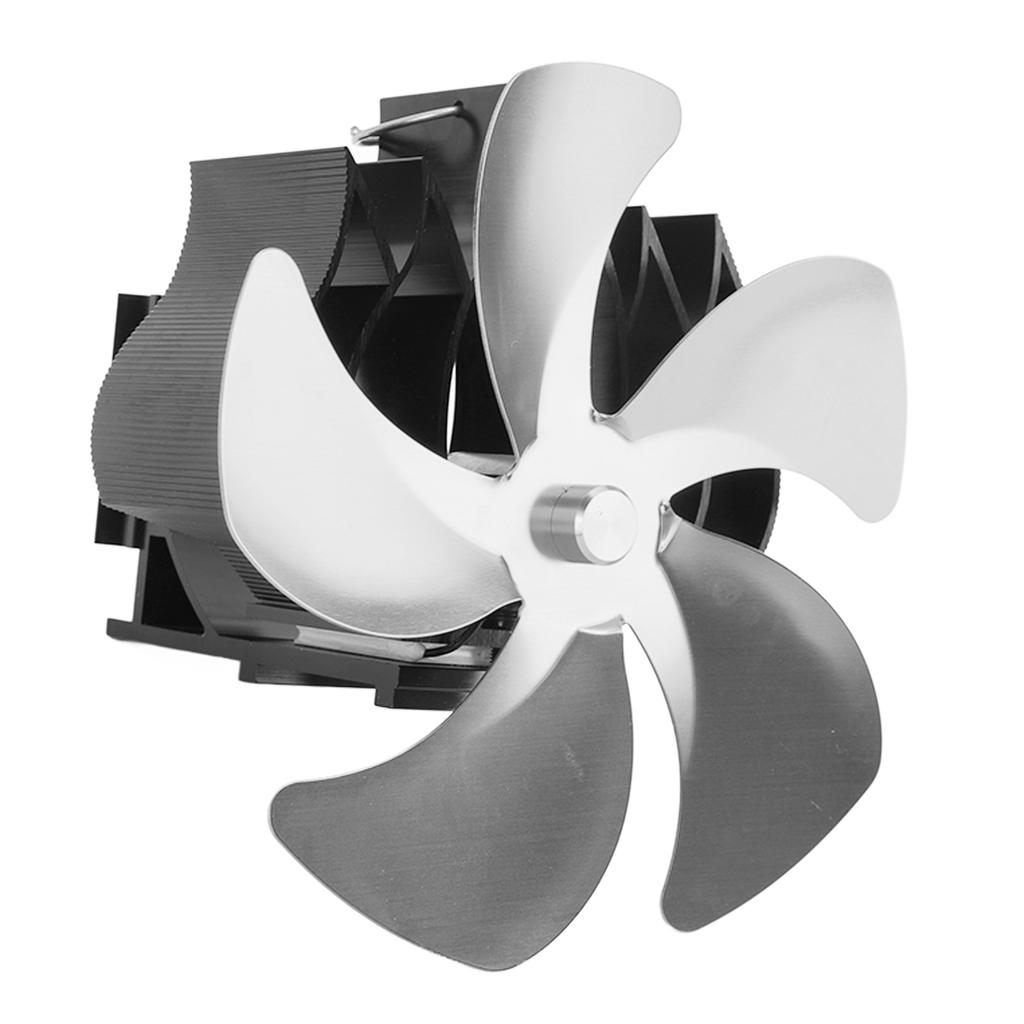 5-лопастной вентилятор для печи с подогревом, бесшумный настенный вентилятор для камина из алюминиевого сплава
