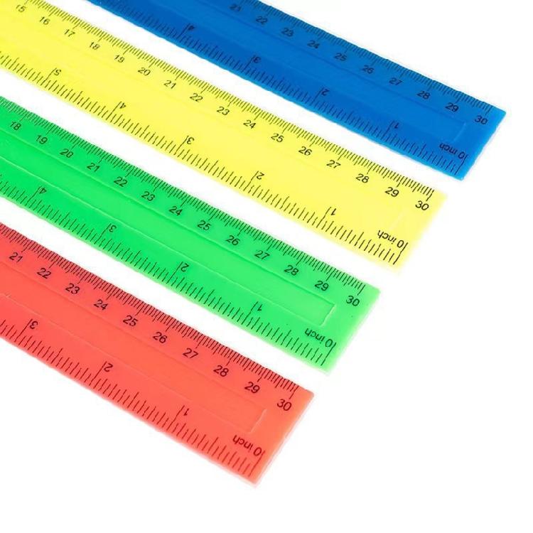 4Pcs 12Inch Clear Rulers Drawing Ruler Math Ruler Measuring Ruler Measuring Tool for Drawing Drafting Measuring