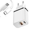 Wall Charger - e.F.Connection - 2 Ports PD+QC 3.0 - 1M USB-C Cable - Black/White
