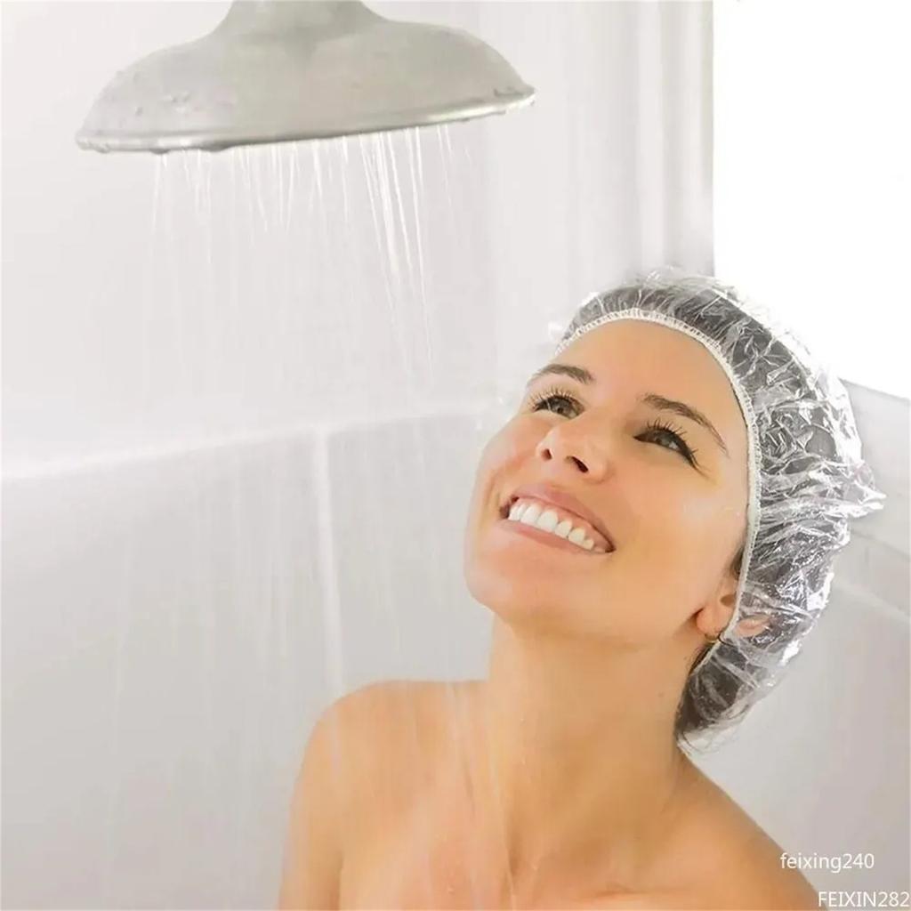 100pc Disposable Shower Cap Thickened Household Female Waterproof Bath Hair Cap Cap