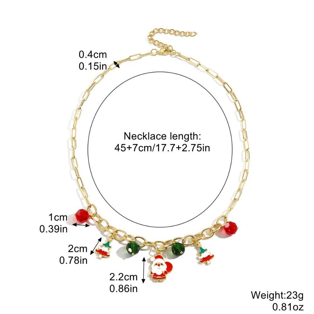 Cartoon Double Layer Christmas Necklace Santa Christmas Tree Rice Beaded Chain Jewelry Accessories Gingerbread Man