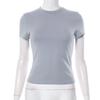 Women Tee Shirt Round Neck Short Sleeve Pullover Tops Slim Fit Solid Color T-shirt Streetwear