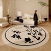 Крем-цвет Декор гостиной Круглый ковер Утолщенный коврик для гардеробной Противоскользящий коврик Ковры во французском стиле для спальни Домашний плюшевый ковер