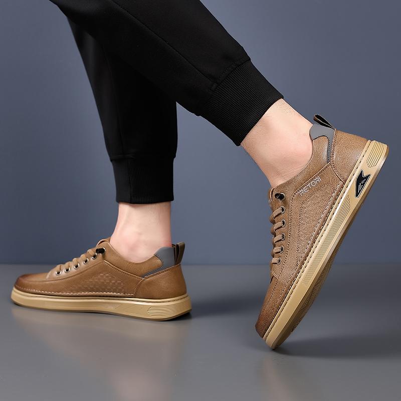 Модные повседневные туфли на шнуровке, кожаные модные прогулочные туфли для мужчин, универсальные туфли для скейтбординга, мужские люксовые брендовые удобные туфли на плоской подошве