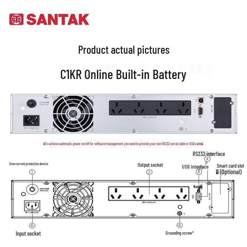 SANTAK C1KR(G7) Стоечный онлайн ИБП 1 кВА/1 кВт, вилка CN (адаптер в комплекте)