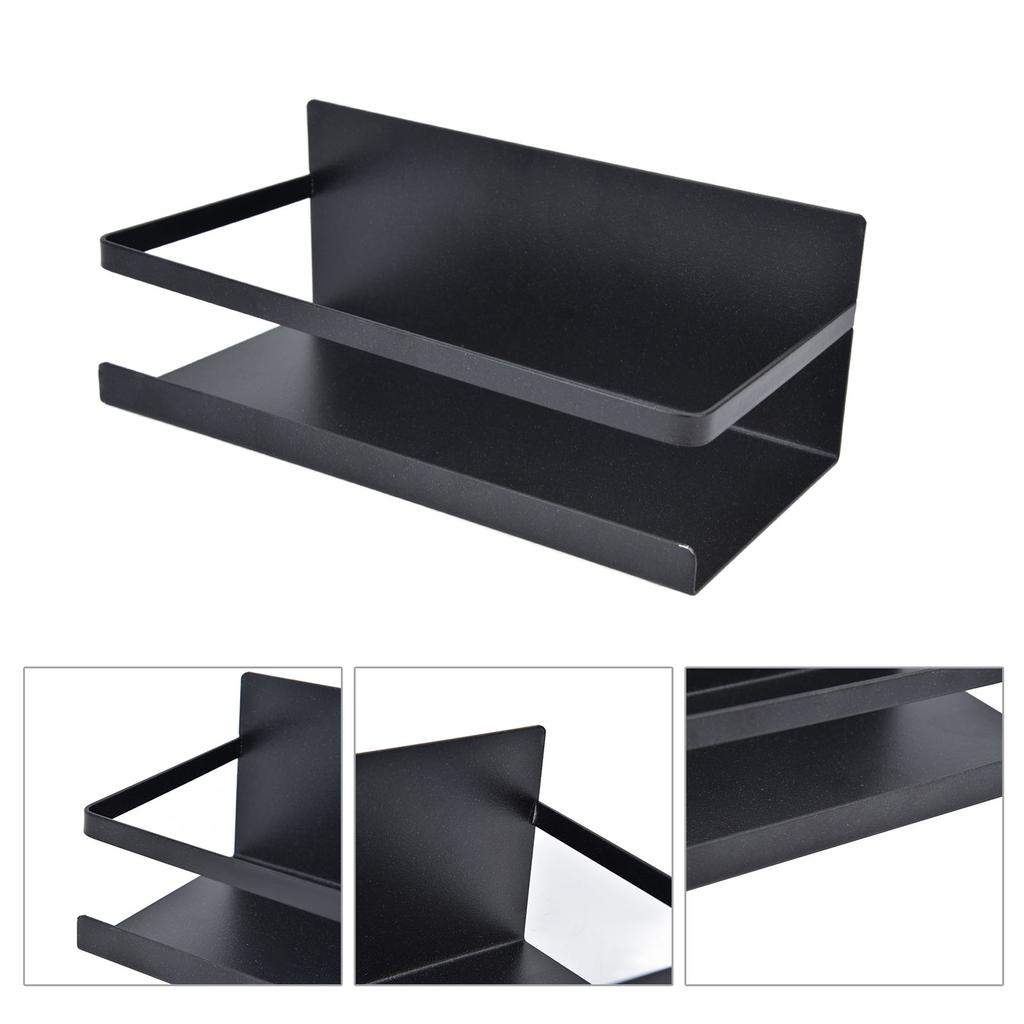 Kitchen Rack Space Saving Spice Shelf Organizer Magnetic Single Tier Iron for StorageBlack