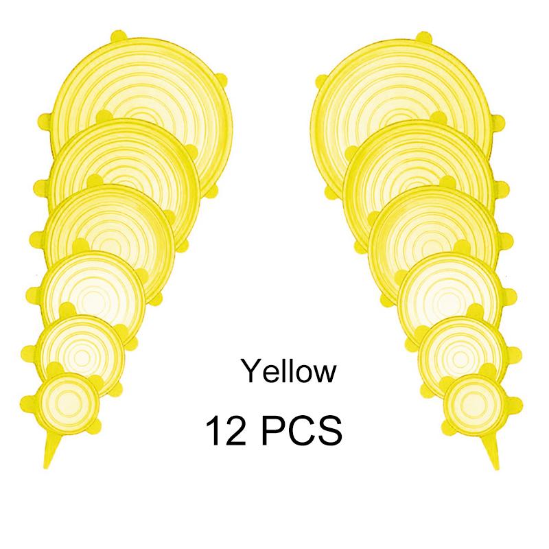 6/12 шт. многоразовые силиконовые эластичные крышки, универсальная крышка, силиконовая крышка для чаши, кастрюли, силиконовая крышка, крышка для приготовления пищи, свежая крышка, крышка для микроволновой печи