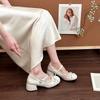 Bow Temperament High Heels Ballet Women's Leather Shoes New Summer Retro Lace Edge Heightening Mary Jane Single Shoes