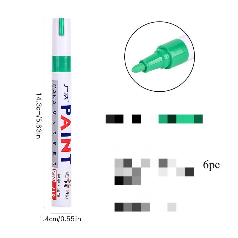 6 шт. цветные маркеры на основе перманентной краски, водонепроницаемые белые маркеры для протектора шин, резины, ткани, краски для металла, 12 цветов, маркеры для краски