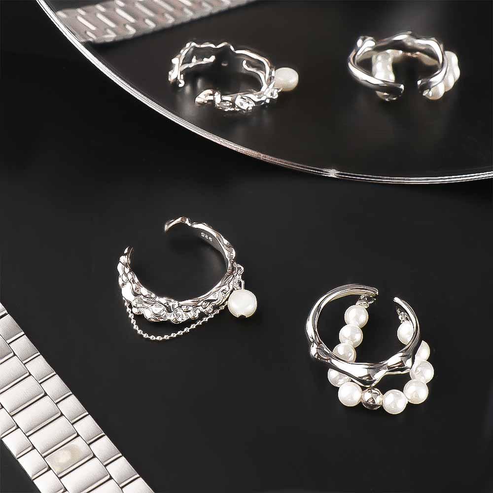 Tassel Chain Baroque Pearl Party Korean Style Women Rings Adjustable Open Ring Index Finger Ring