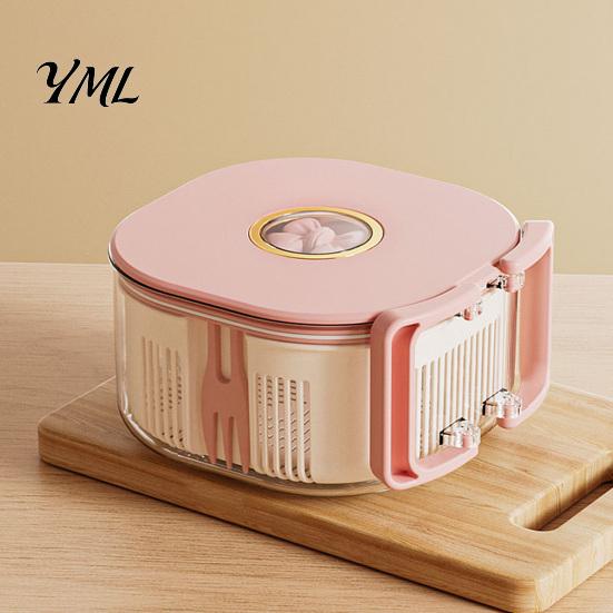 Rotating Berry Rinser for Strawberries Fruit Washing Bowl, with Strainer And Fork, Multifunctional Portable Drain Outdoor Rinse Bowl Basket,