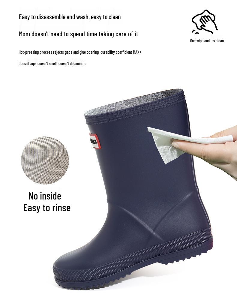 Детские водонепроницаемые нескользящие резиновые сапоги для мальчиков и девочек, возраст 2-8 лет - Оригинальное простое качество