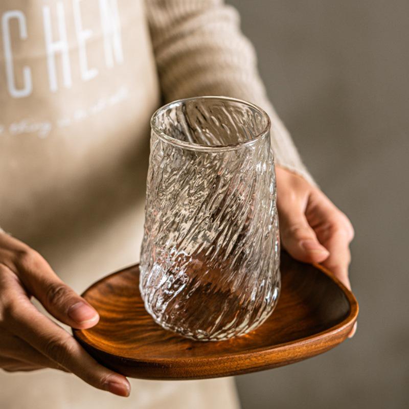 Large Capacity Heat-Resistant Spiral Glass Cup - Vertical Stripe Design