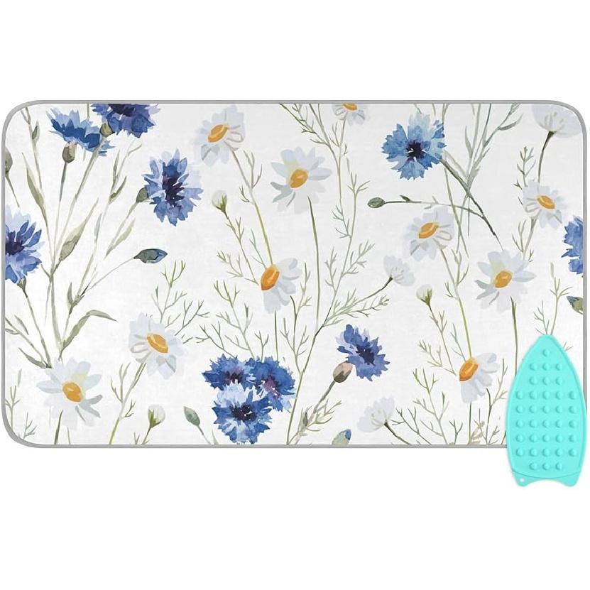 Коврик для глажки для стола Портативное дорожное одеяло для глажки Чехлы для гладильной доски Коврик для прессования Подушки для термопресса 27,6x47,2 дюйма Серые цветы