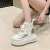 Latest High Top Canvas Shoes for Women Autumn Breathable 8cm Thick Sole Height Increasing Sponge Cake Casual Flat Sneakers Tenis