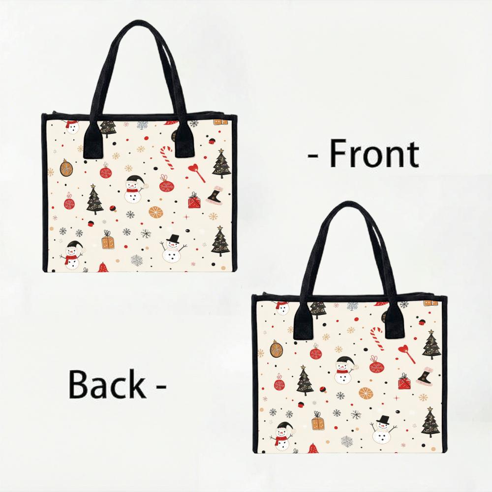 Christmas Pattern Tote Bag Portable Fashion Shopping Shoulder Bag for Daily Use